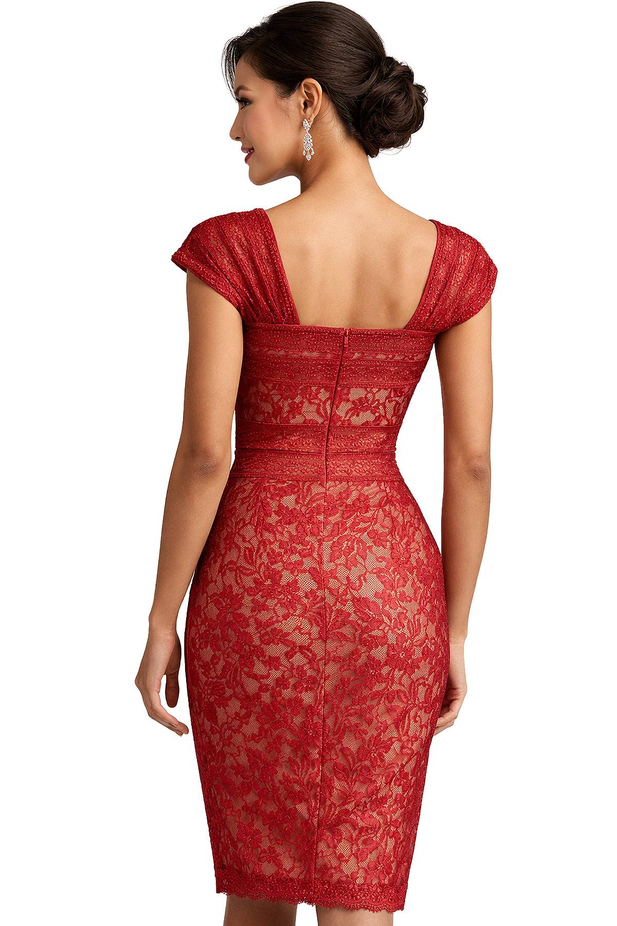 Sweetheart Neckline Cocktail Red Dress - Image 2